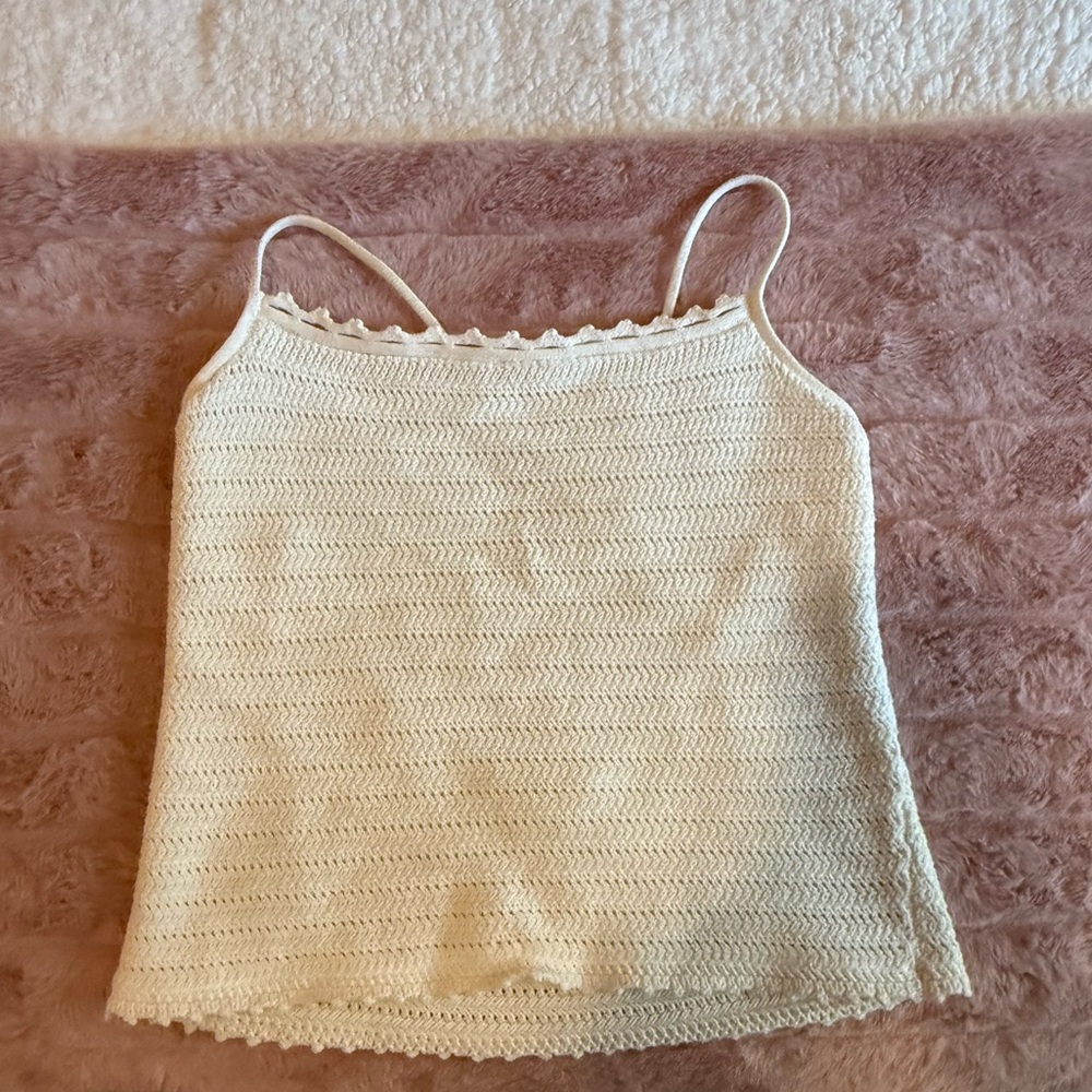 Abercrombie & Fitch Cream Crochet Tank Top